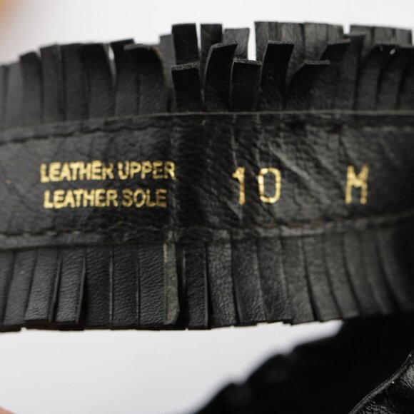 LAMB Womens Lita Sandals Size 10 Black Leather Ruffle T-Strap Heels Gwen Stefani - Picture 13 of 15